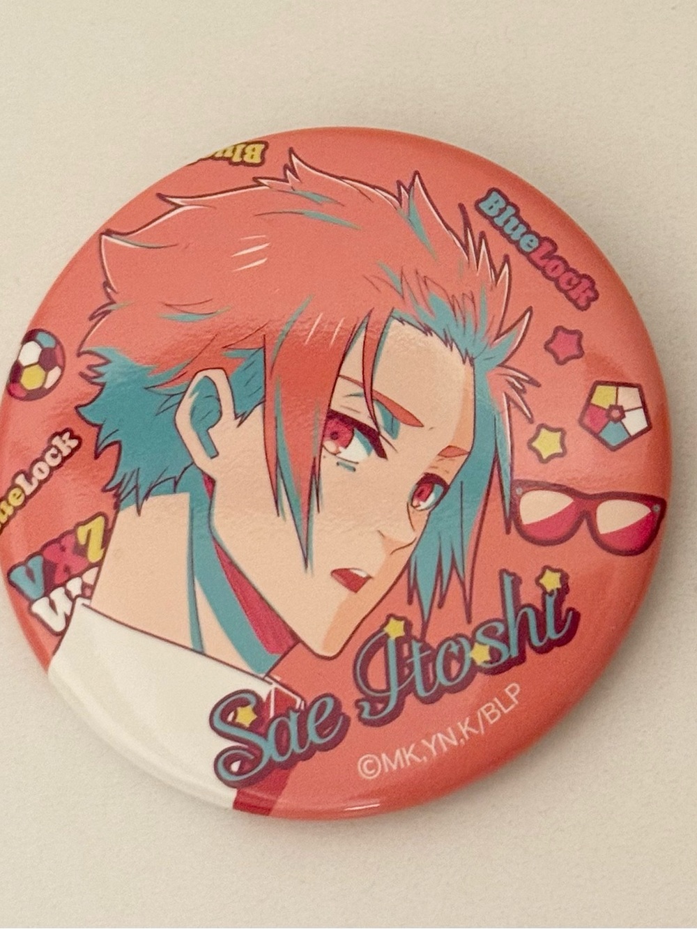 Anime official collectible blue lock can badge pin itoshi sae